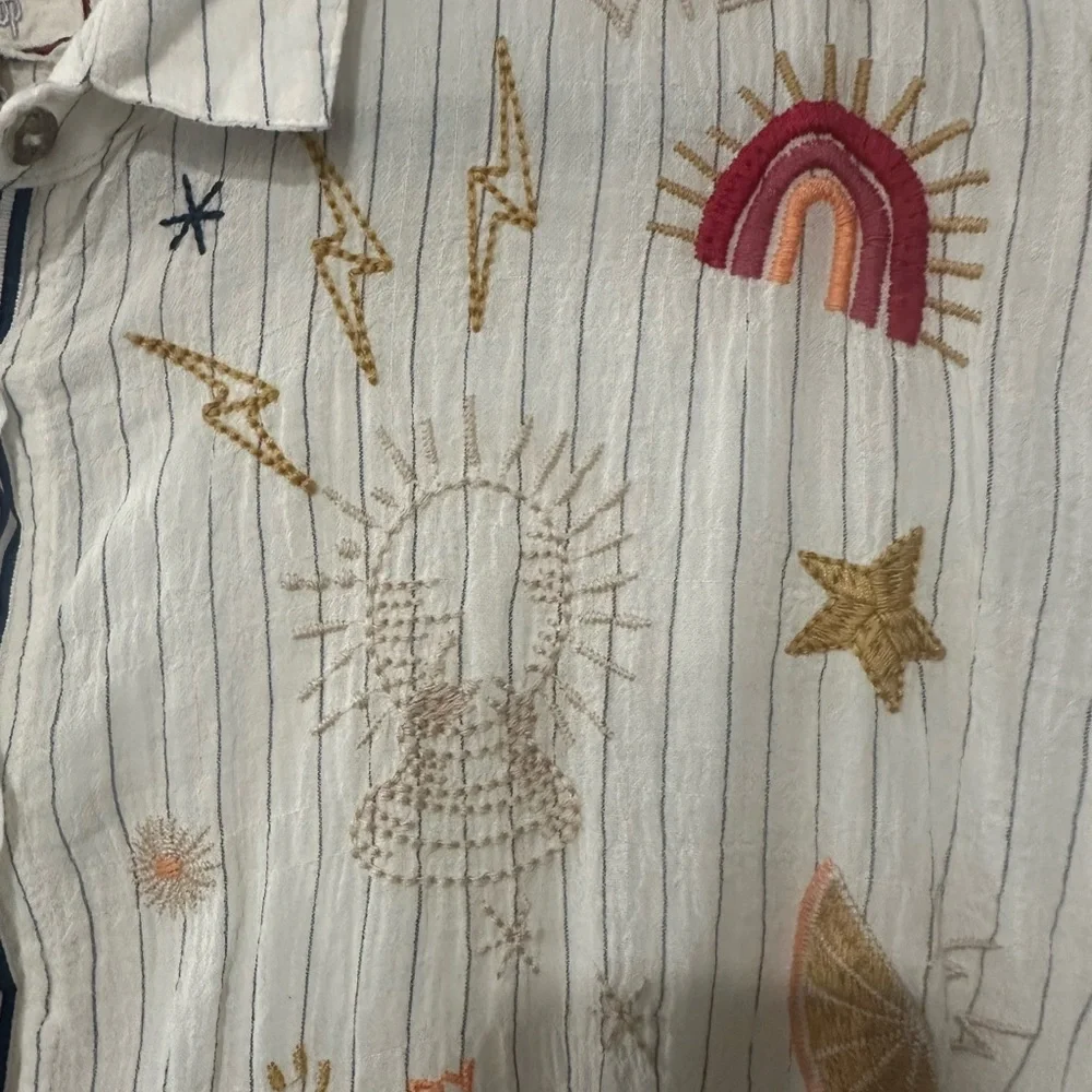 Johnny Was Multicolor Embroidered Button Down Shirt - Picture 2 of 7